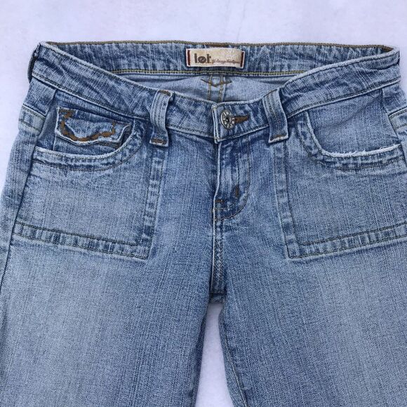 LEI Women Sz 5 Flare Bootcut Low Rise Jeans VTG Y2K Rainbow 90s grunge boho - Picture 9 of 13